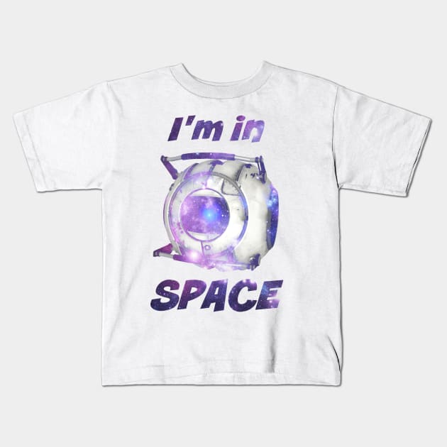 Portal 2 Wheatley "I'm in Space!" Galaxy Print Kids T-Shirt by TheArtsyElf